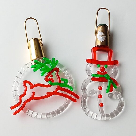 Vintage Reindeer & Snowman Holiday Dazzle Mini Light Cover Ornaments - Picture 1 of 8